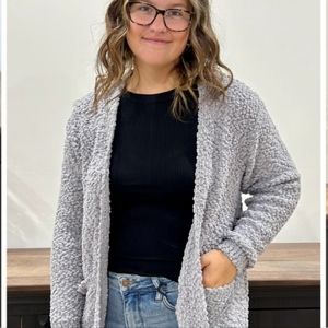 NWOT Zenana light gray popcorn cardigan